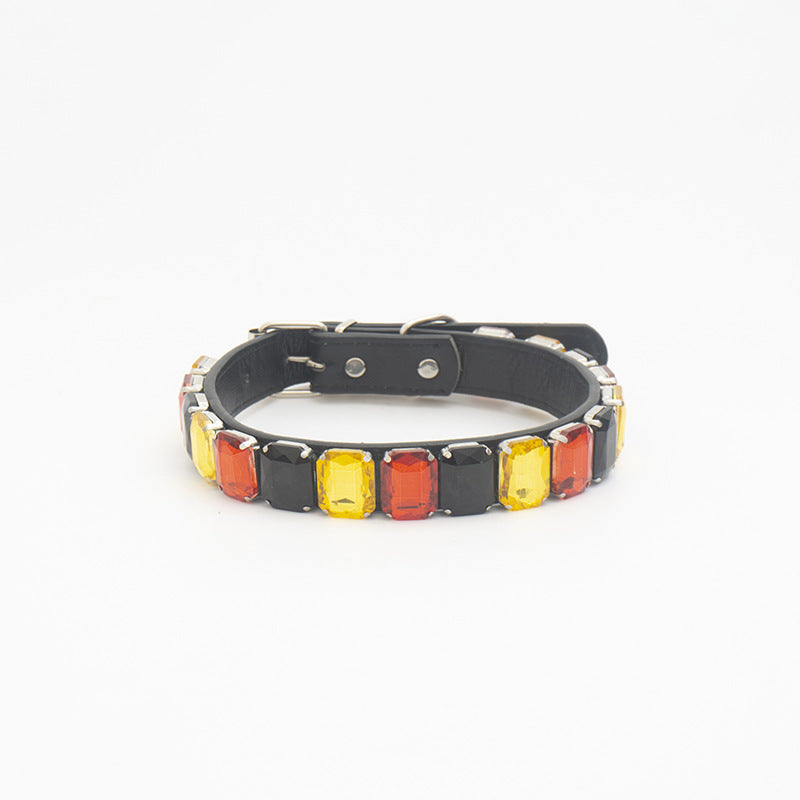 Luxury Dog Collar Rhinestone PU Leather Adjustable Collar