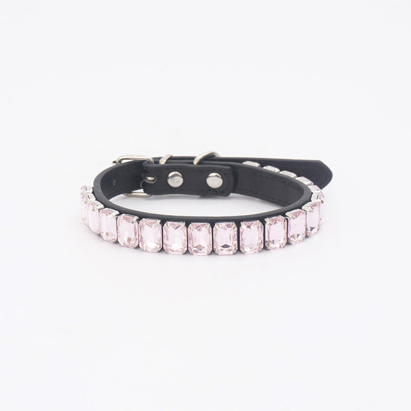 Luxury Dog Collar Rhinestone PU Leather Adjustable Collar