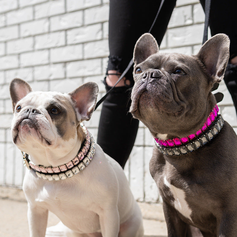 Luxury Dog Collar Rhinestone PU Leather Adjustable Collar