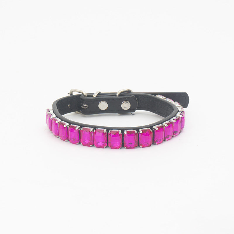 Luxury Dog Collar Rhinestone PU Leather Adjustable Collar