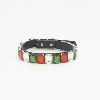 Luxury Dog Collar Rhinestone PU Leather Adjustable Collar