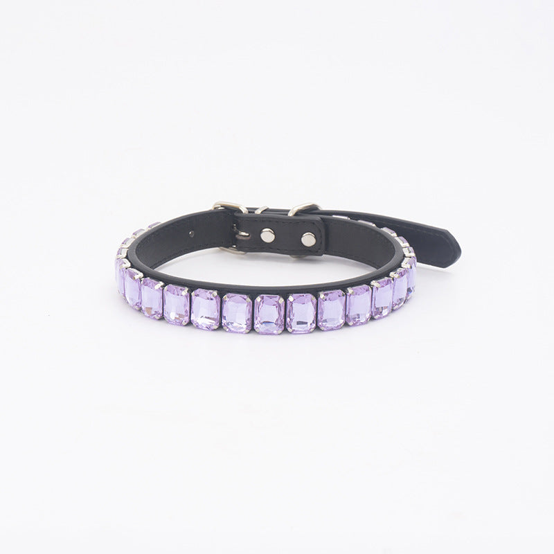 Luxury Dog Collar Rhinestone PU Leather Adjustable Collar