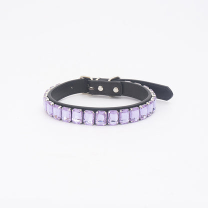 Luxury Dog Collar Rhinestone PU Leather Adjustable Collar