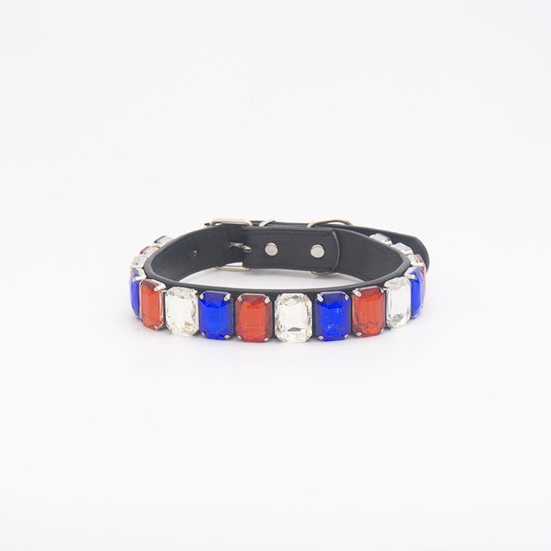 Luxury Dog Collar Rhinestone PU Leather Adjustable Collar