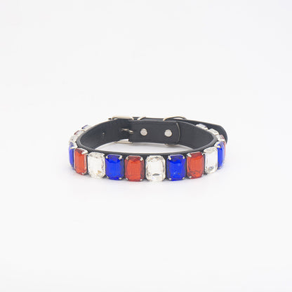 Luxury Dog Collar Rhinestone PU Leather Adjustable Collar