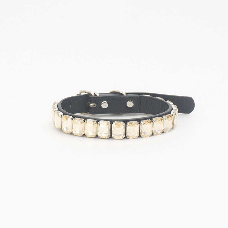 Luxury Dog Collar Rhinestone PU Leather Adjustable Collar
